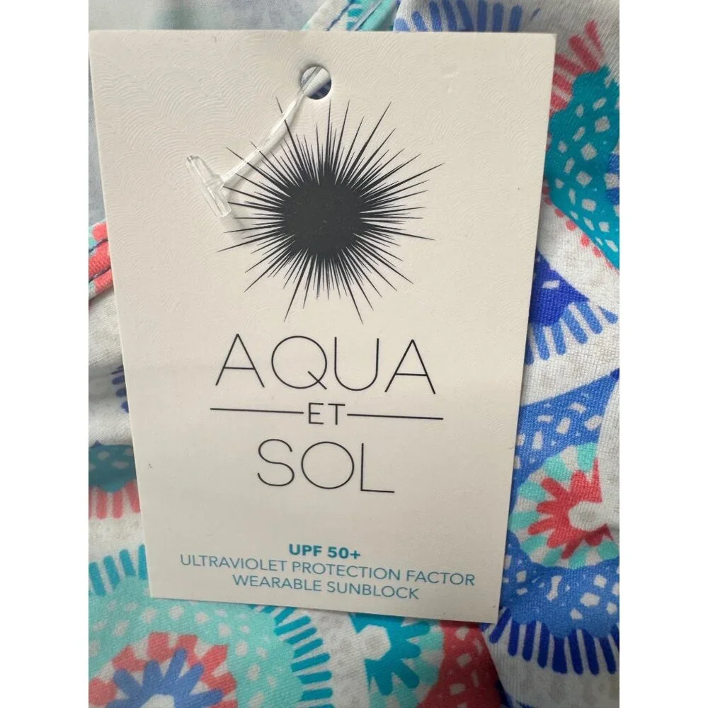 Aqua Sol Women's Medium Rash Guard UPF 50+ Long Sleeve Print NWT Swimsuit